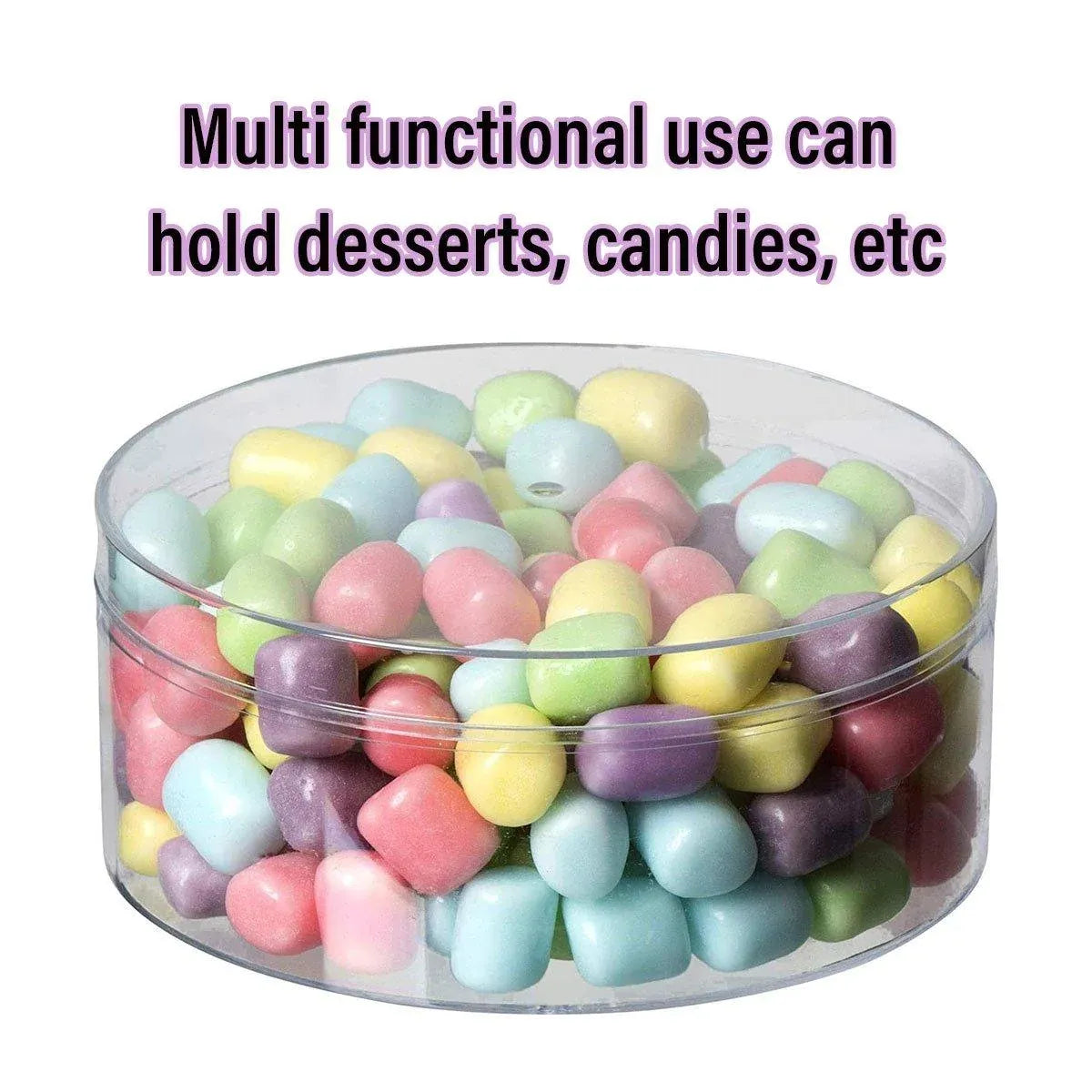10pcs Clear Round Gift Boxes Plastic Candy Storage Containers for Party Favors - 15x6.5cm