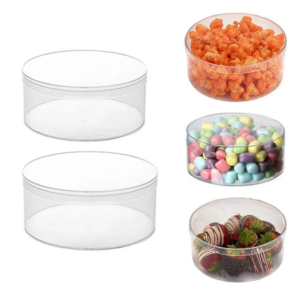 10pcs Clear Round Gift Boxes Plastic Candy Storage Containers for Party Favors - 15x6.5cm