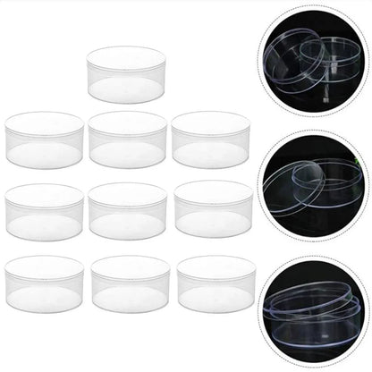 10pcs Clear Round Gift Boxes Plastic Candy Storage Containers for Party Favors - 15x6.5cm