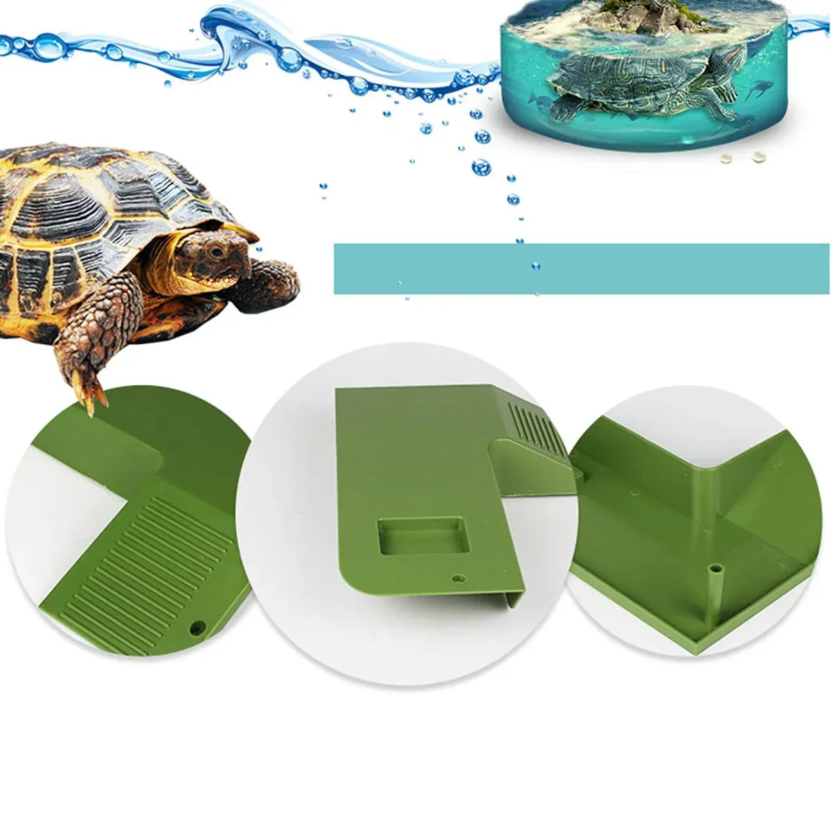 Turtle Climbing Platform Inclined Basking Ramp for Breeding Box Aquarium Habitat - Green