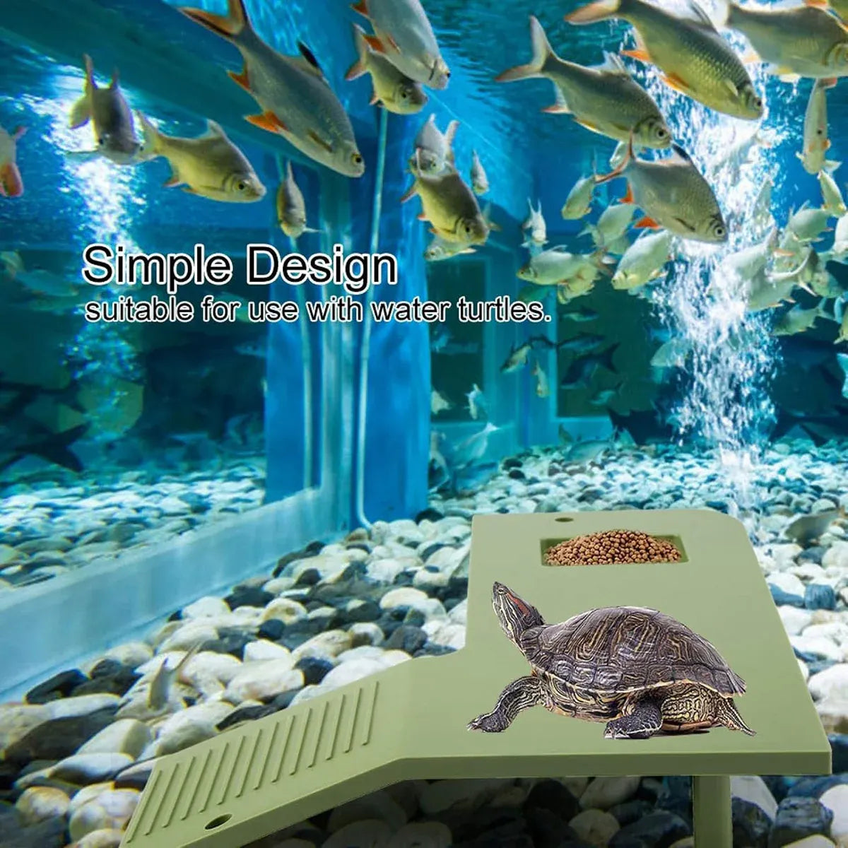 Turtle Climbing Platform Inclined Basking Ramp for Breeding Box Aquarium Habitat - Green