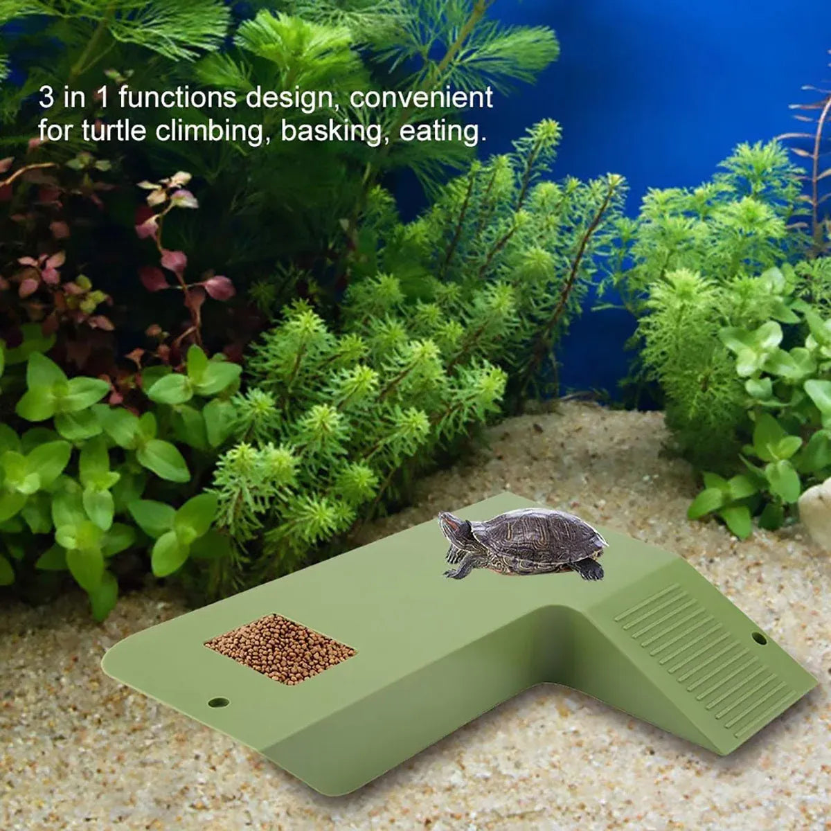Turtle Climbing Platform Inclined Basking Ramp for Breeding Box Aquarium Habitat - Green