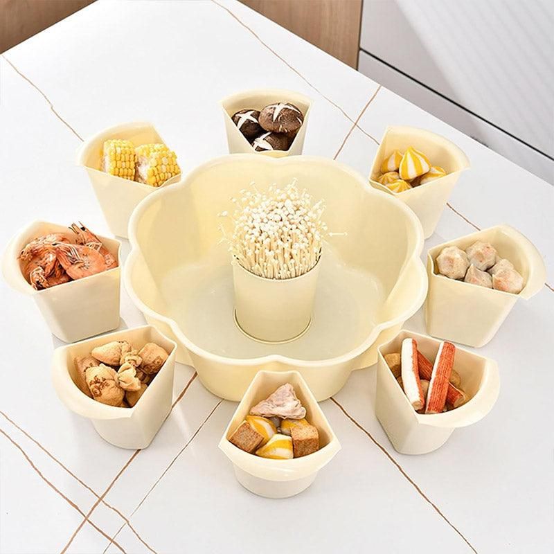 Multifunctional Hot Pot Platter 9 Grid Serving Dish Vegetable Snack Plate Tray