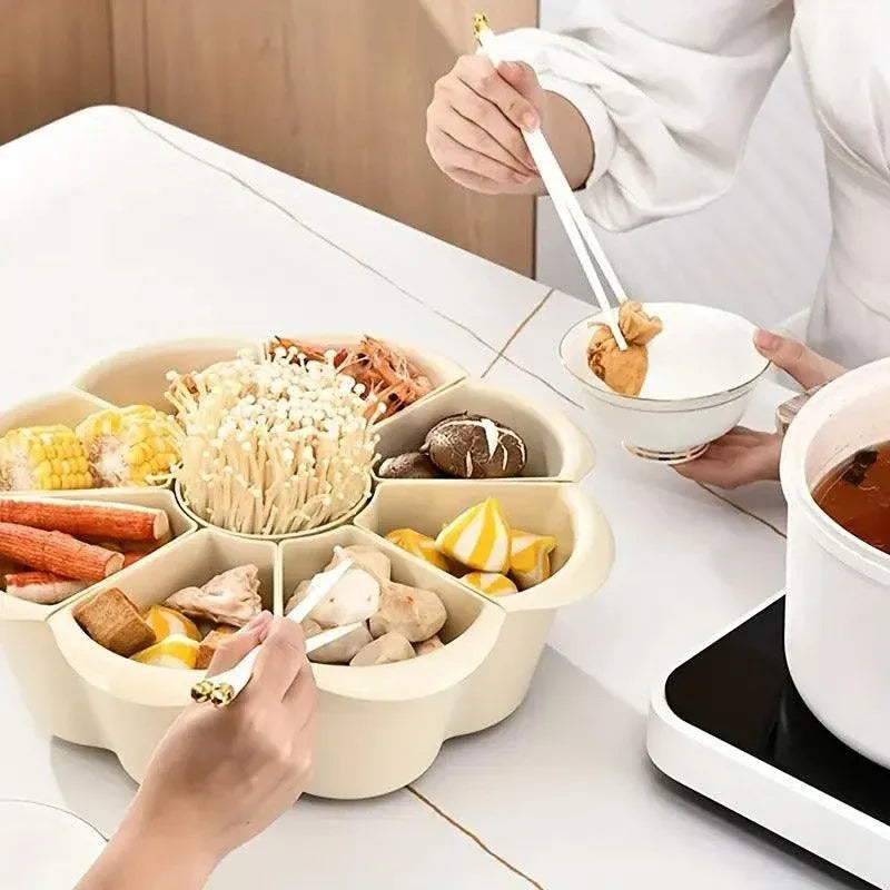 Multifunctional Hot Pot Platter 9 Grid Serving Dish Vegetable Snack Plate Tray