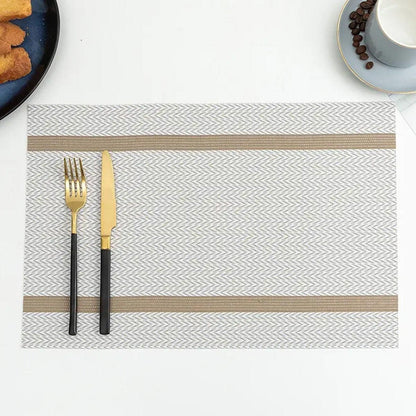 4X Anti-Slip Woven Placemat Waterproof Oil-proof Placemat Heat Resistant PVC Mat - Beige