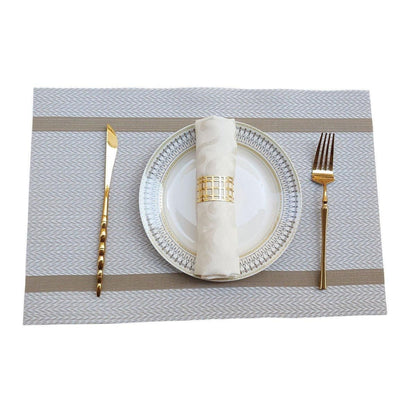 4X Anti-Slip Woven Placemat Waterproof Oil-proof Placemat Heat Resistant PVC Mat - Beige