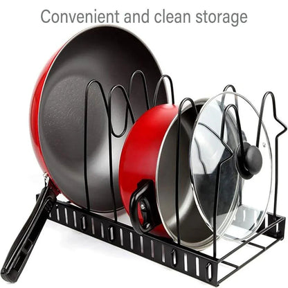Multi-Layer Vertical Pot Lid Storage Rack Folding Kitchen Countertop Organizer - 8th-Floor