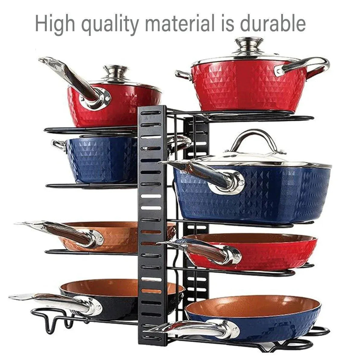 Multi-Layer Vertical Pot Lid Storage Rack Folding Kitchen Countertop Organizer - 8th-Floor