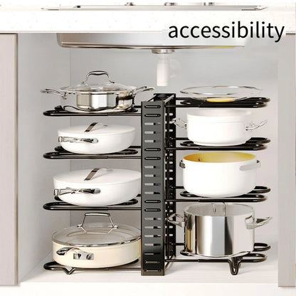 Multi-Layer Vertical Pot Lid Storage Rack Folding Kitchen Countertop Organizer - 8th-Floor