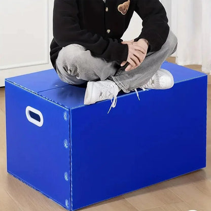 Large Capacity Waterproof Plastic Storage Box Foldable Moving Organizer Durable - 40x30x30cm