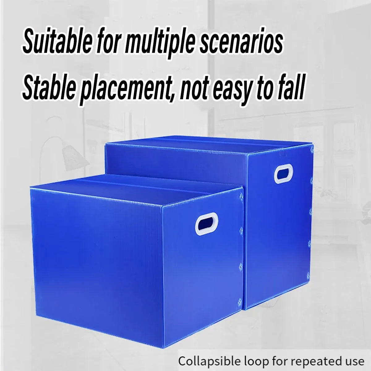 Large Capacity Waterproof Plastic Storage Box Foldable Moving Organizer Durable - 40x30x30cm