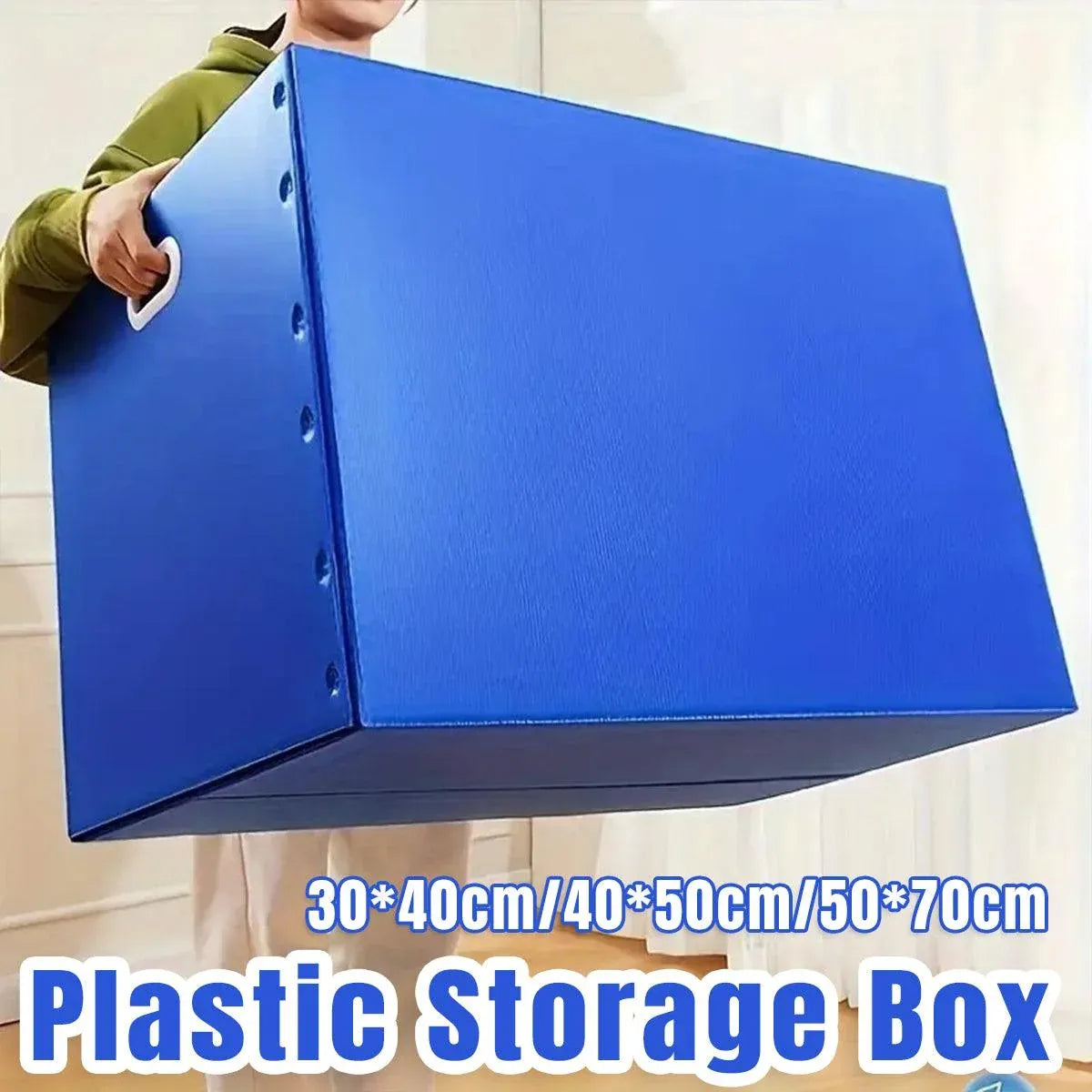 Large Capacity Waterproof Plastic Storage Box Foldable Moving Organizer Durable - 40x30x30cm