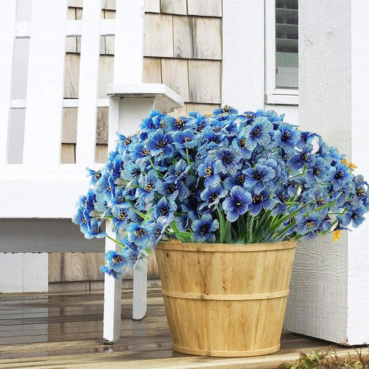 12pcs Artificial Flowers Set for Home Decor Wedding Party Fake Floral Decor - Blue