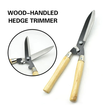 Garden Pruning Shears with Wooden Handle Trimming Sharp Durable Rust-Proof