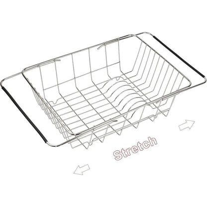 Stainless Steel Sink Draining Basket Telescopic Dish Rack Kitchen Storage Holder