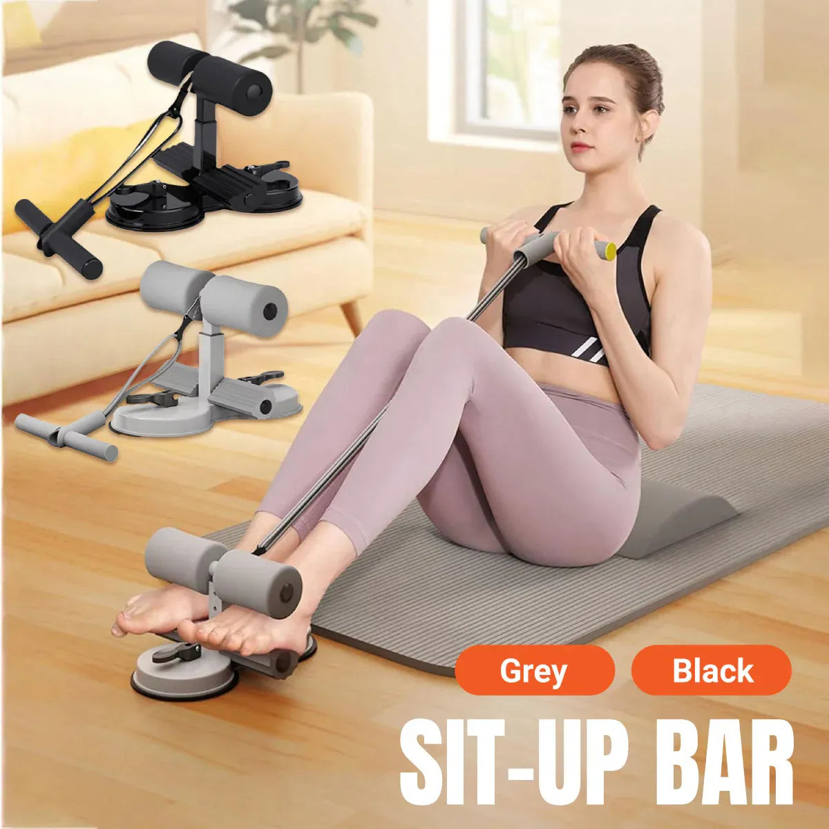 Sit Up Assistant Device Portable Suction Cup Fitness Tool Home Abdominal Trainer - Black