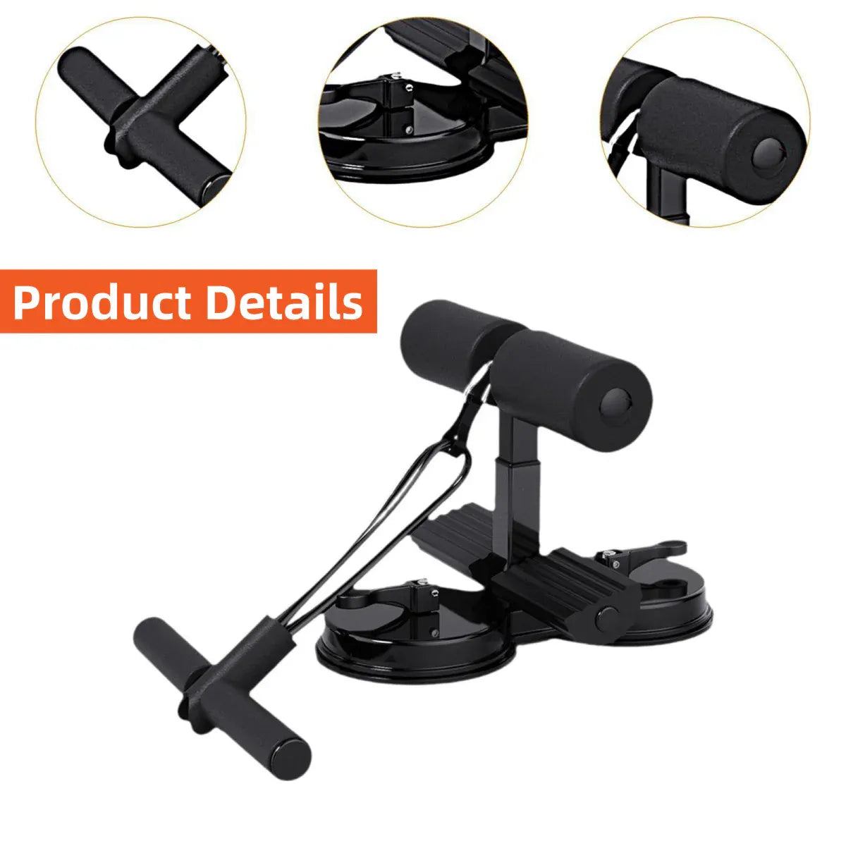Sit Up Assistant Device Portable Suction Cup Fitness Tool Home Abdominal Trainer - Black