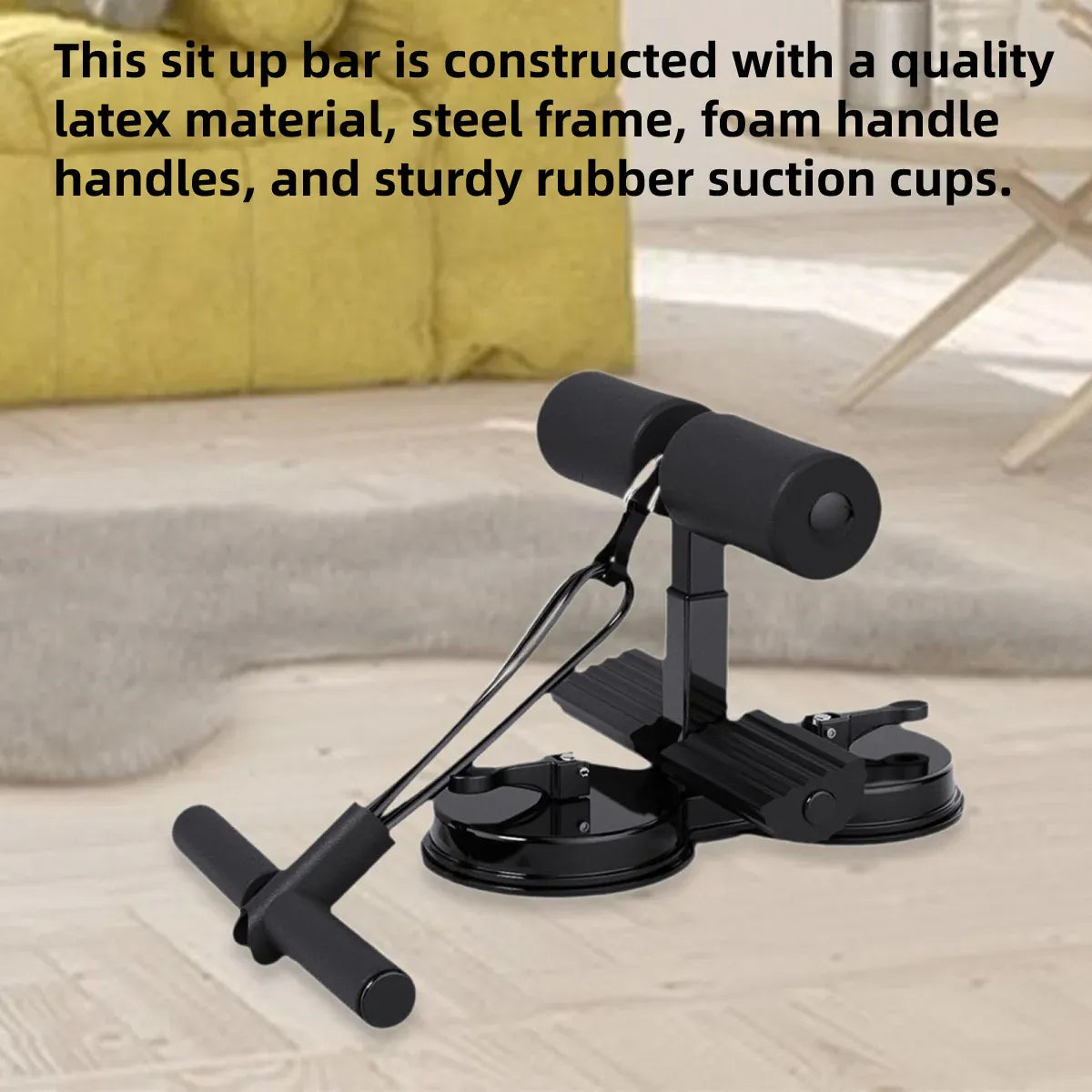 Sit Up Assistant Device Portable Suction Cup Fitness Tool Home Abdominal Trainer - Black