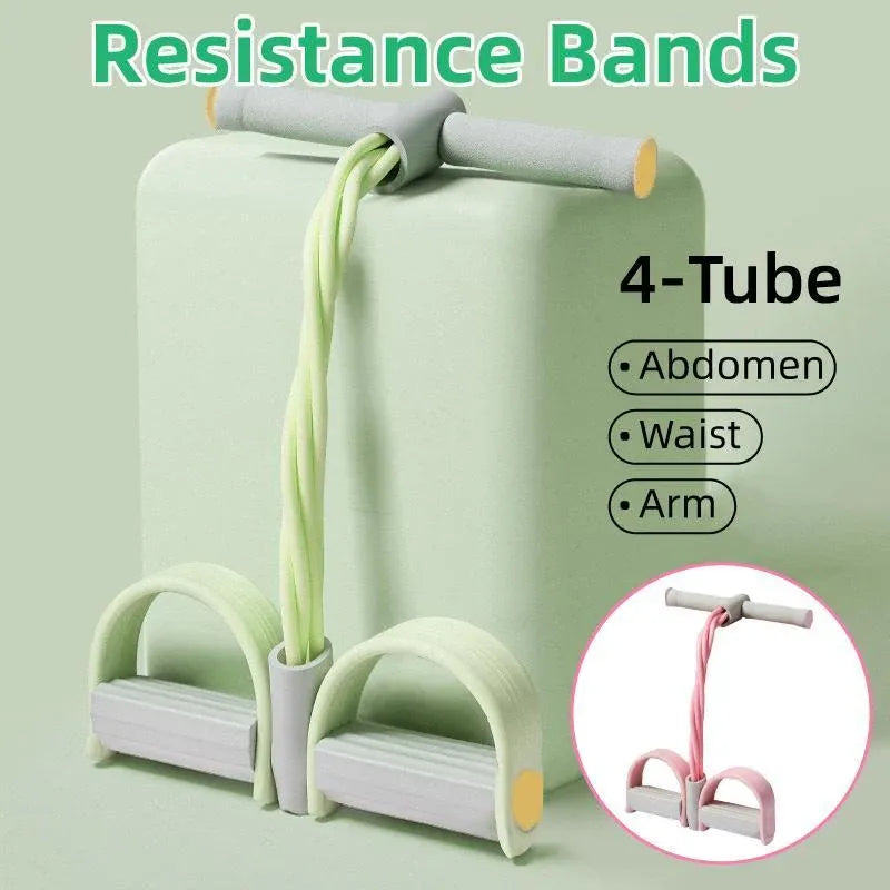 Multifunctional Foot Pedal Resistance Band Home Fitness Pulling Rope Exerciser - Green