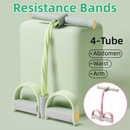 Multifunctional Foot Pedal Resistance Band Home Fitness Pulling Rope Exerciser - Green