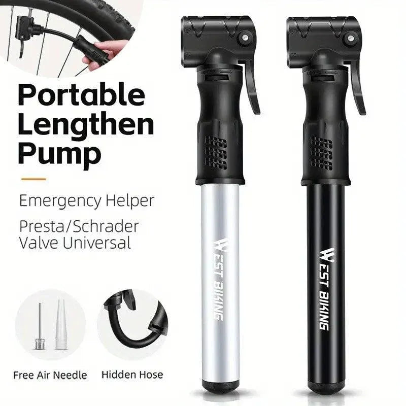 Portable Bicycle Pump Mini Inflatable Tube Pump Tire Inflator for Bike Cycling - Black