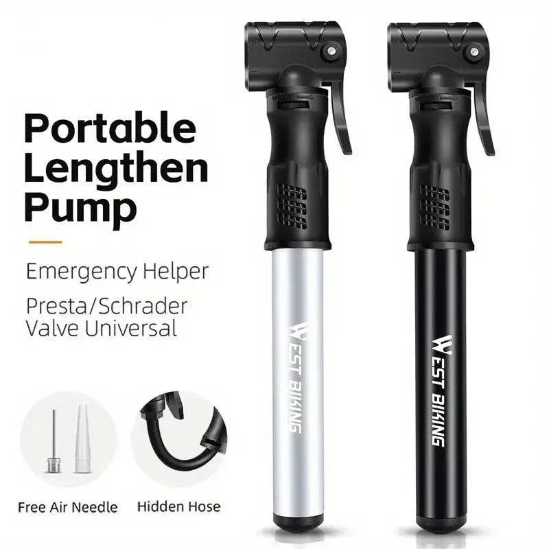 Portable Bicycle Pump Mini Inflatable Tube Pump Tire Inflator for Bike Cycling - Black