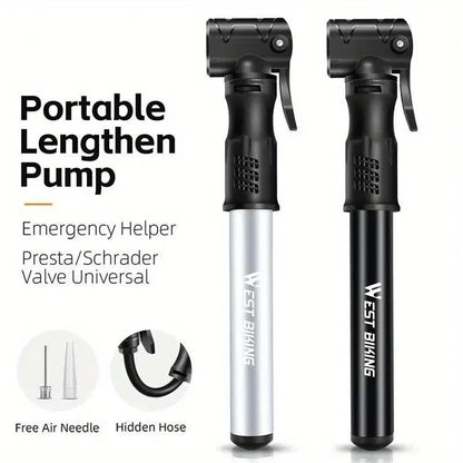 Portable Bicycle Pump Mini Inflatable Tube Pump Tire Inflator for Bike Cycling - Black