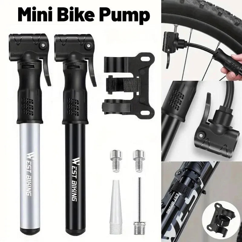 Portable Bicycle Pump Mini Inflatable Tube Pump Tire Inflator for Bike Cycling - Black
