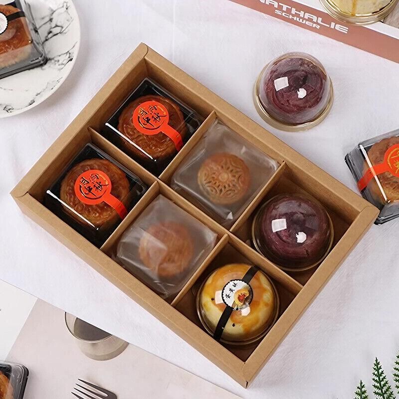 10PCS Cake Box with Transparent Lids Gift Packaging Boxes for Moon Cakes Cookie - Red