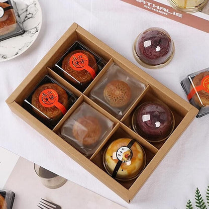 10PCS Cake Box with Transparent Lids Gift Packaging Boxes for Moon Cakes Cookie - Red