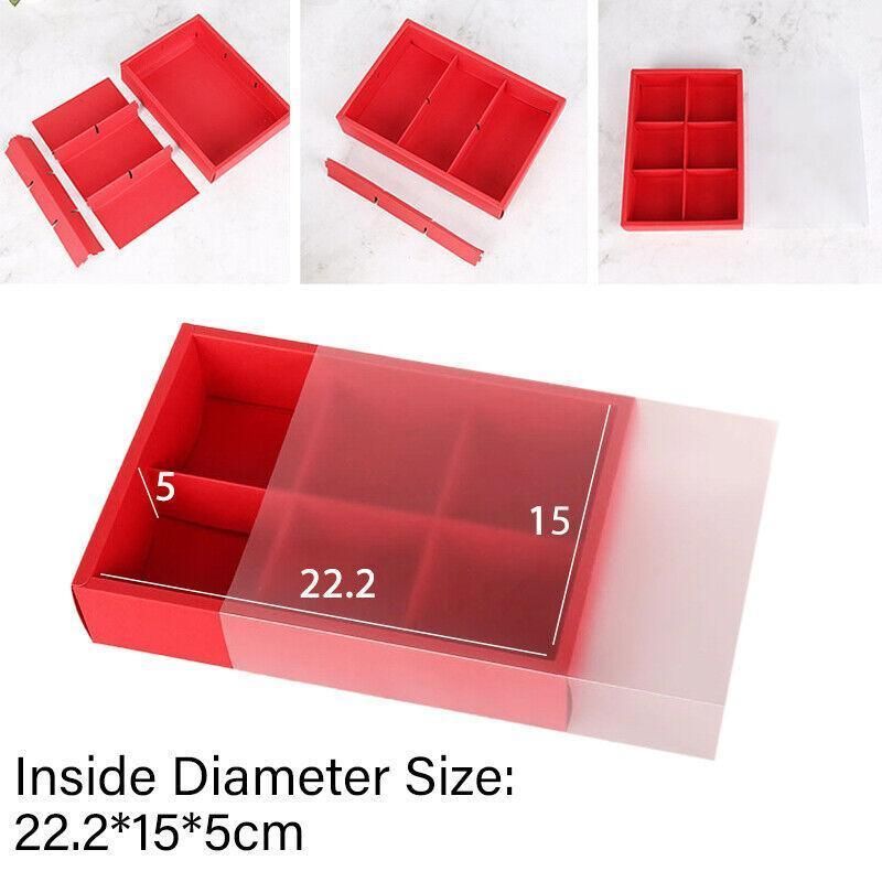 10PCS Cake Box with Transparent Lids Gift Packaging Boxes for Moon Cakes Cookie - Red