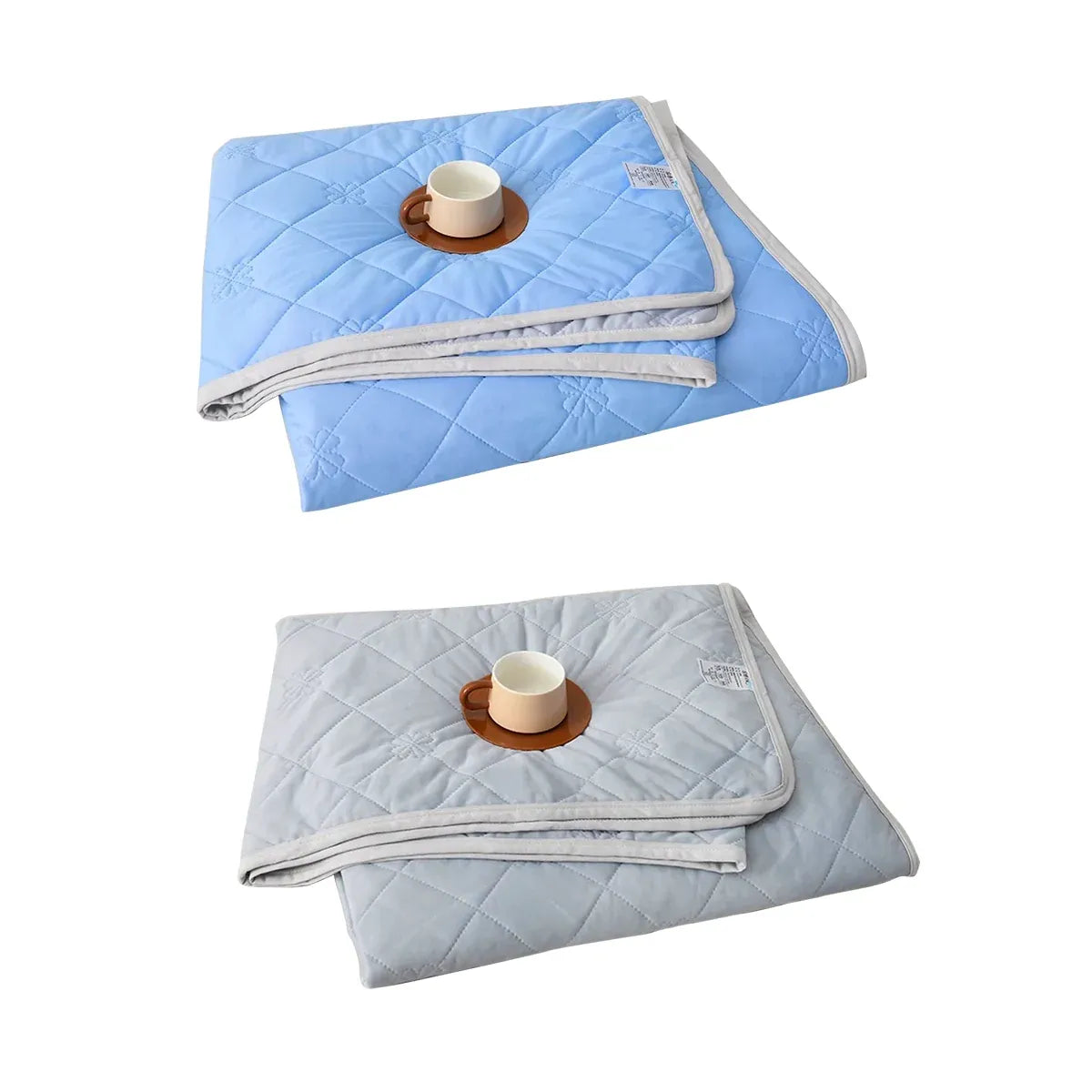 Cooling Summer Quilt 180 x 200cm Ice Silk Solid Colour Lightweight Comforter - Blue