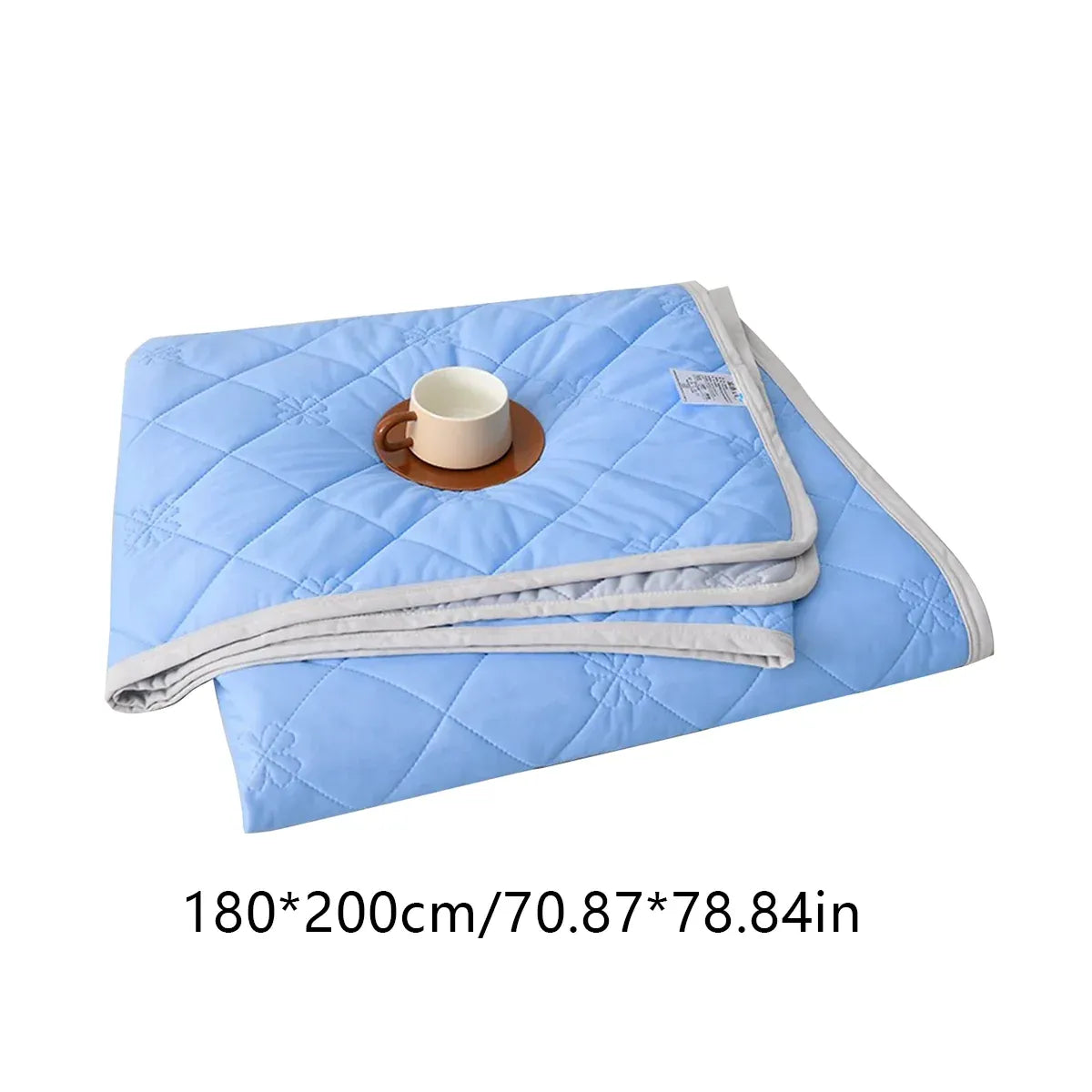 Cooling Summer Quilt 180 x 200cm Ice Silk Solid Colour Lightweight Comforter - Blue