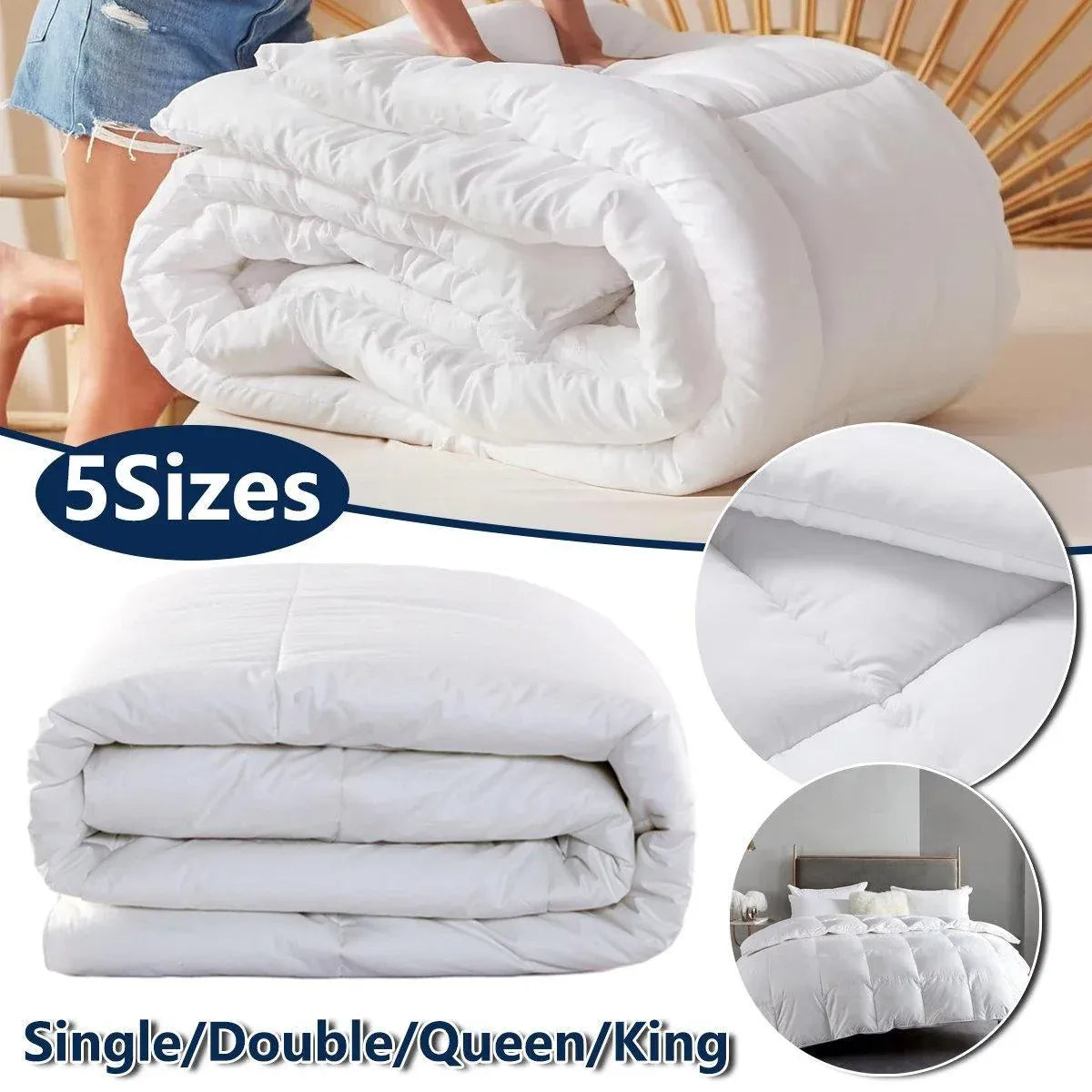 Luxury Hotel Quilt Core – Soft Microfiber Down Alternative Comforter for All Seasons - 140x210cm-Cotton