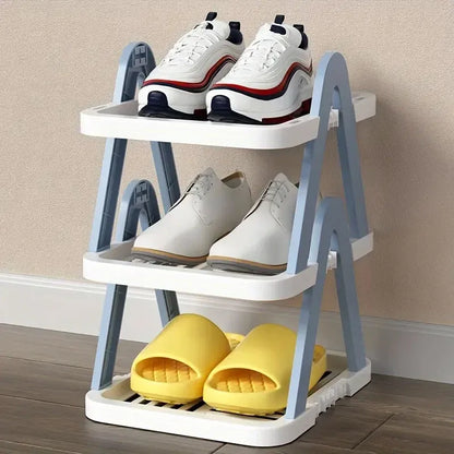 2/3 Tier Removable Shoe Rack Folding Storage Shelf Simple Space Saving Organizer - 2Tier-Pink