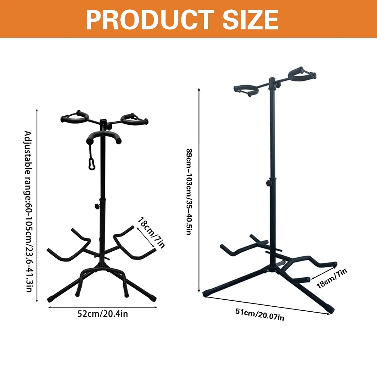 2/3Head Guitar Stand with Height Adjustment Foldable Holder Guitar Stand Bass - Three-vertical type