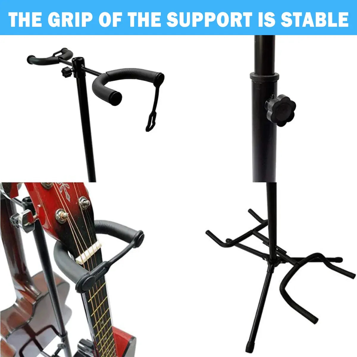 2/3Head Guitar Stand with Height Adjustment Foldable Holder Guitar Stand Bass - Three-vertical type