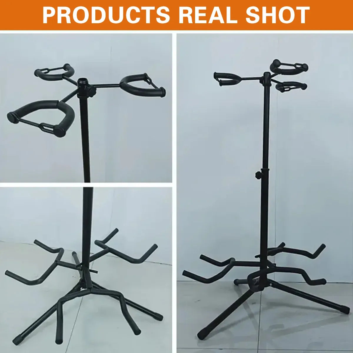 2/3Head Guitar Stand with Height Adjustment Foldable Holder Guitar Stand Bass - Three-vertical type