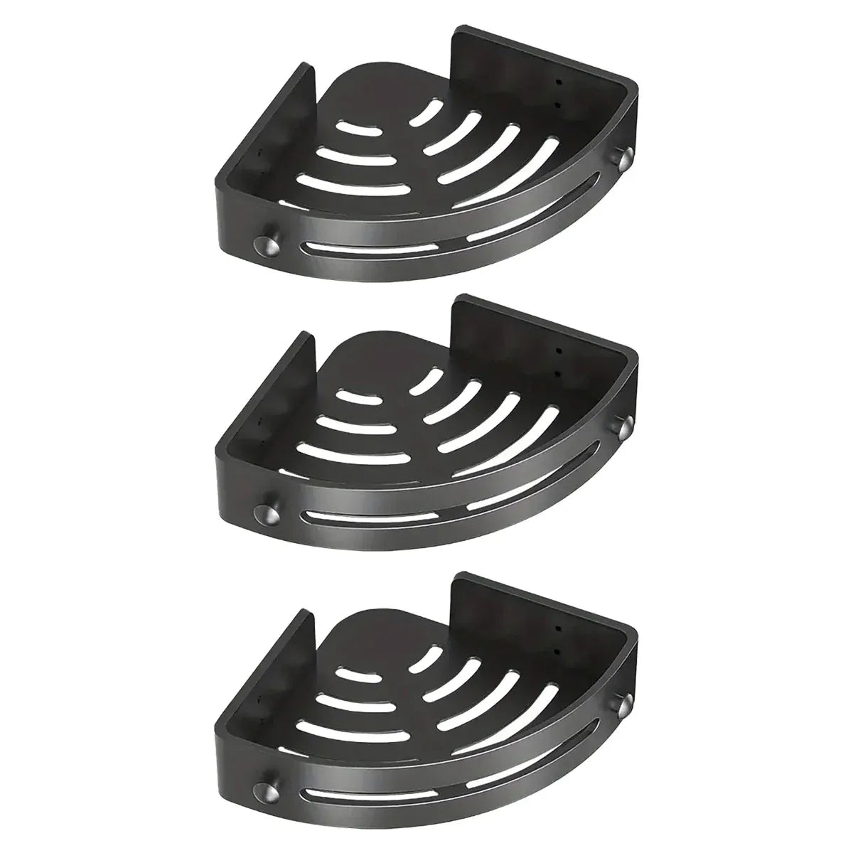 Three-layer Bathroom Triangular Shelf Basic Model Hole-free Storage Towel Rack - Black