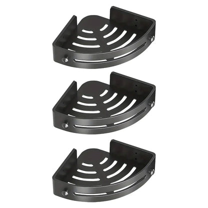 Three-layer Bathroom Triangular Shelf Basic Model Hole-free Storage Towel Rack - Black