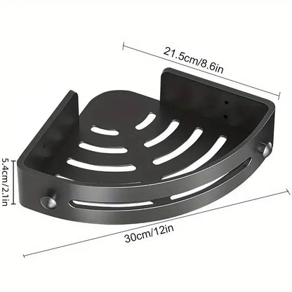 Three-layer Bathroom Triangular Shelf Basic Model Hole-free Storage Towel Rack - Black