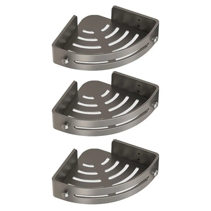 Three-layer Bathroom Triangular Shelf Basic Model Hole-free Storage Towel Rack - Grey
