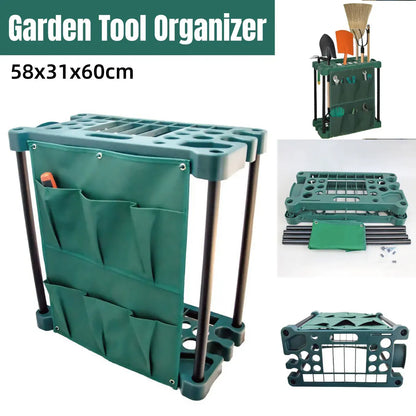 Garden Tool Organizer Storage Rack Green Outdoor Shed Tidy Stand