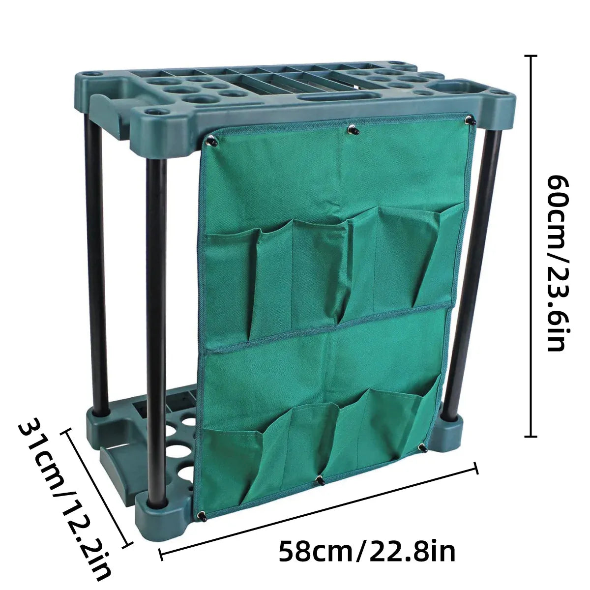 Garden Tool Organizer Storage Rack Green Outdoor Shed Tidy Stand