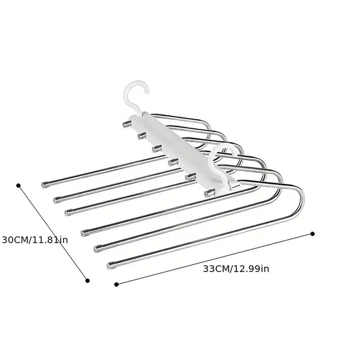 Stainless Steel Multi-Layer Pants Rack Folding Telescopic Anti-Slip Clothes Rack - Black