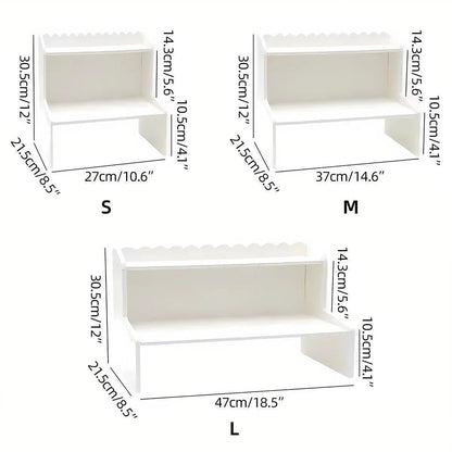 Elevated Double Layer Desktop Storage Rack for Office Dormitory Cosmetics Books - S