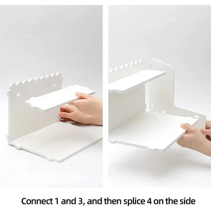 Elevated Double Layer Desktop Storage Rack for Office Dormitory Cosmetics Books - S