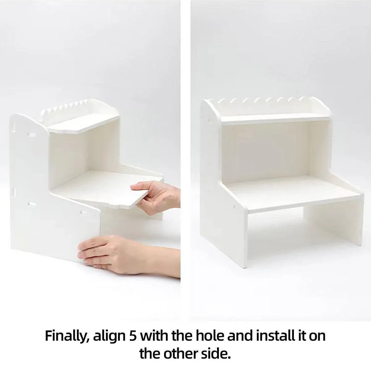 Elevated Double Layer Desktop Storage Rack for Office Dormitory Cosmetics Books - S