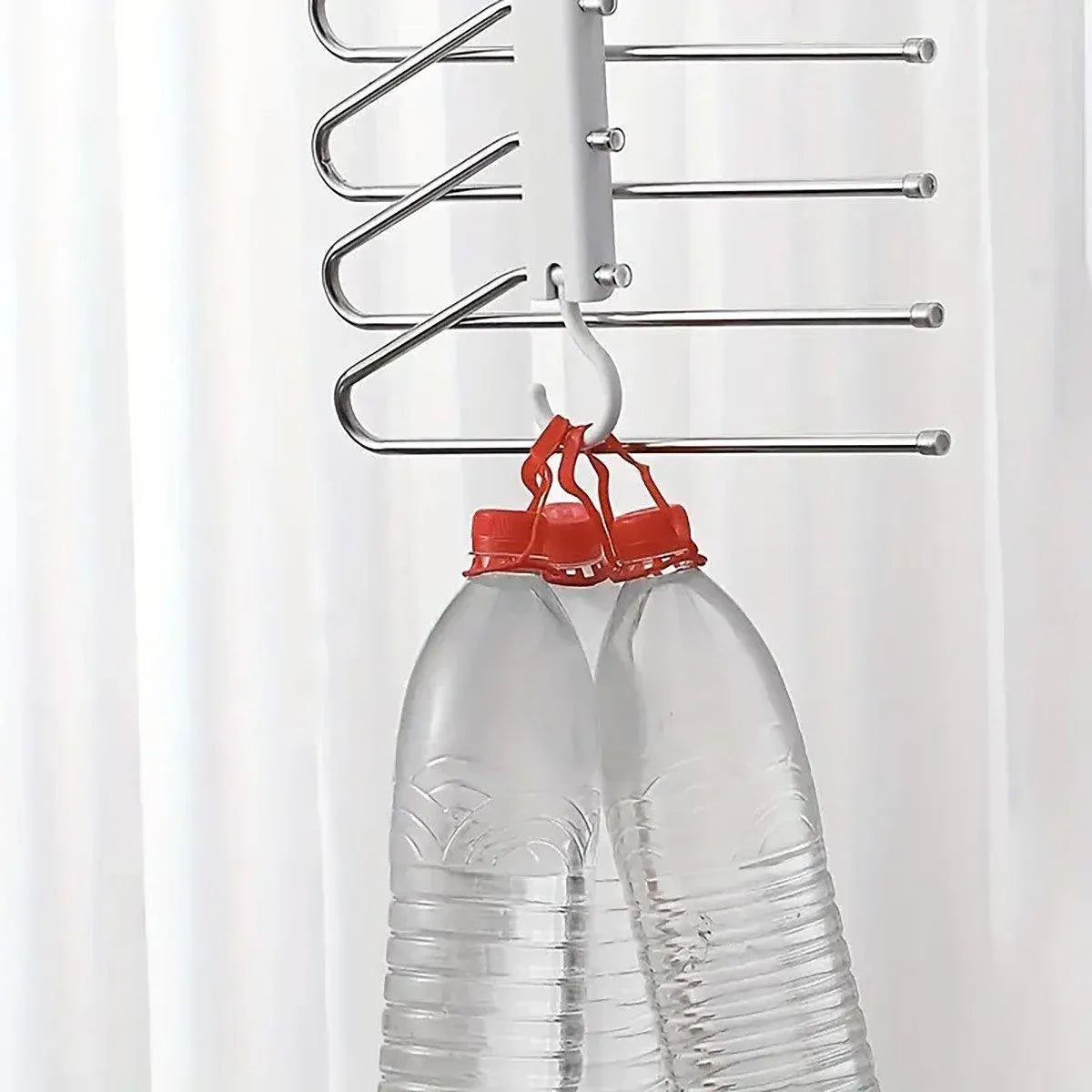 Stainless Steel Multi-Layer Pants Rack Folding Telescopic Anti-Slip Clothes Rack - White