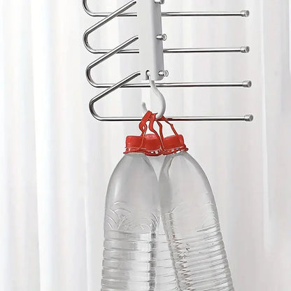 Stainless Steel Multi-Layer Pants Rack Folding Telescopic Anti-Slip Clothes Rack - White